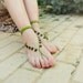 Green leaves beaded barefoot crochet sandle, beach bare foot sandals, nude shoes, bellydance, gypsy, sexy foot jewelry