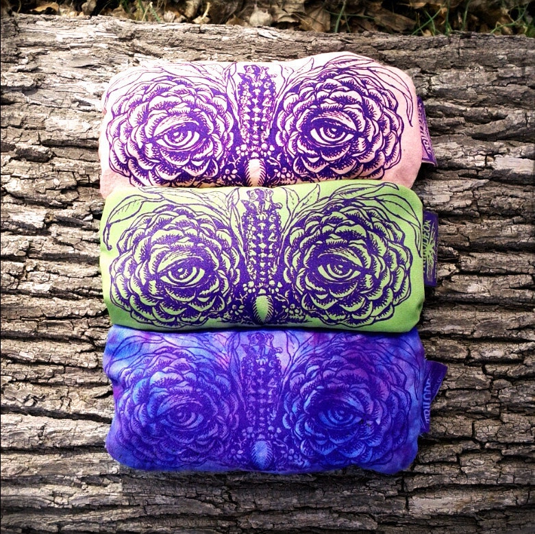 Eye Pillow Sleepy Owl with Flowers & Organic Herbs in Purple Pink or Green- Aromatherapy Hot Cold Pack- Relaxing Headache HEALING BLISS