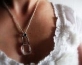 Crystal Quartz Nugget Necklace Sterling Silver Pendant Natural Gemstone Faceted Briolette Industrial Pinned Metalsmith Metalwork Jewelry