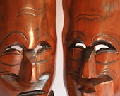 Hand Carved Wooden Tiki Mask Hawaiian Mid Century Modern Kitsch