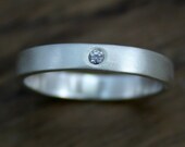 White Sapphire Flush Set Gemstone Ring, Gypsy Set, Made to Order, Ethical Gemstone Jewellery