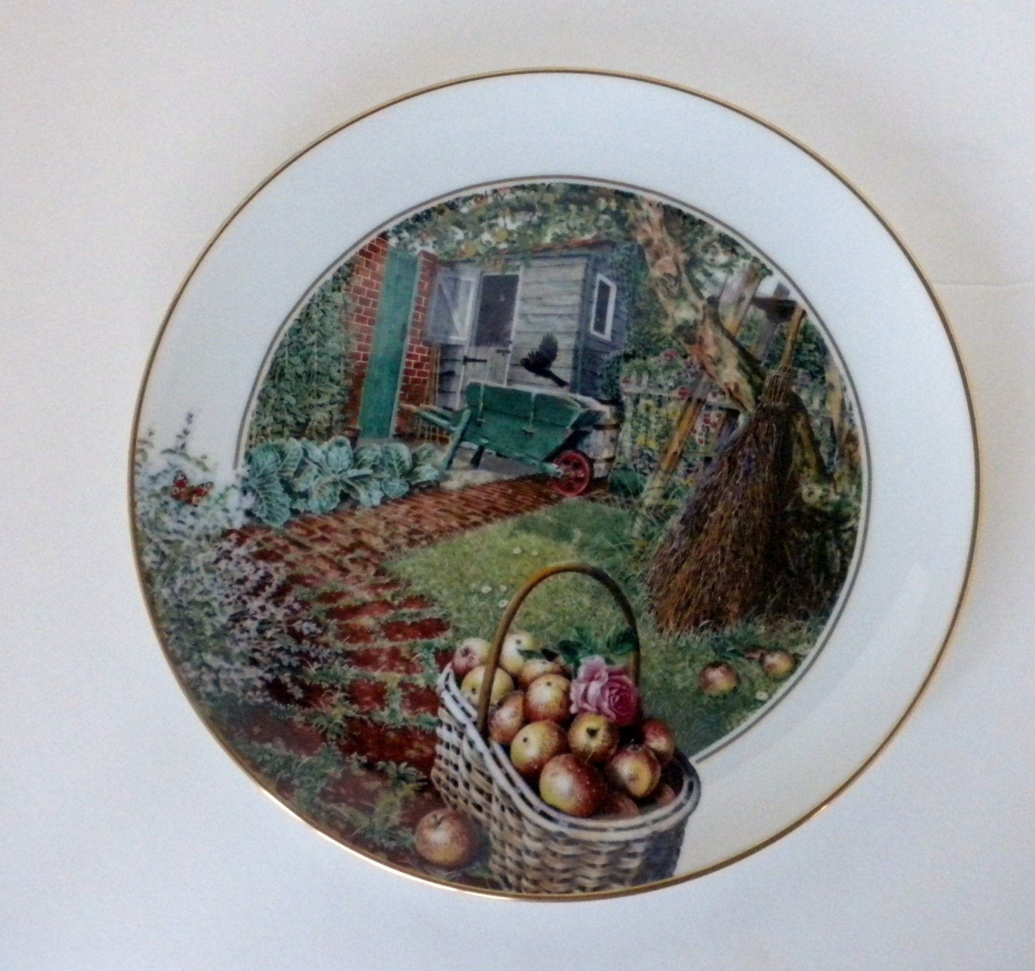 Vintage,  Franklin Porcelain,  The Garden Year Collection, September Plate, First Edition