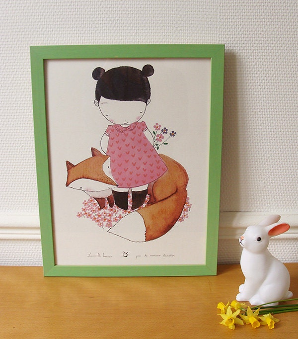 Kids poster : The fox - kids wall art - kids art print - kids wall decor