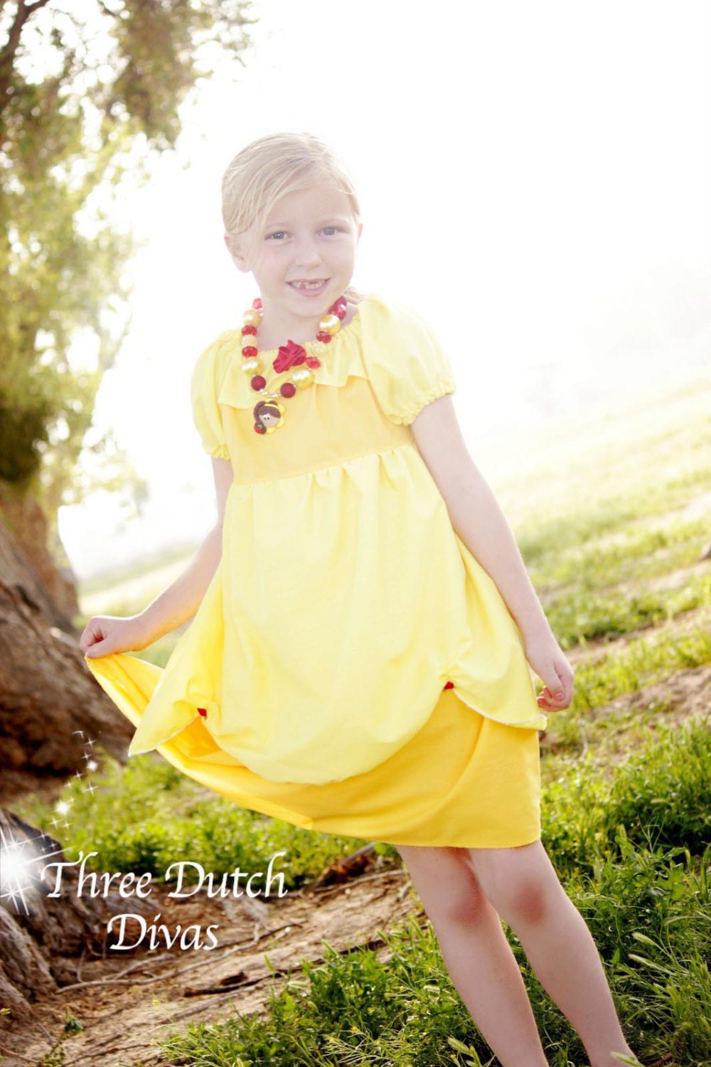 Belle Beauty and the Beast dress Princess inspired peasant dress 4t-8 Custom party dress up