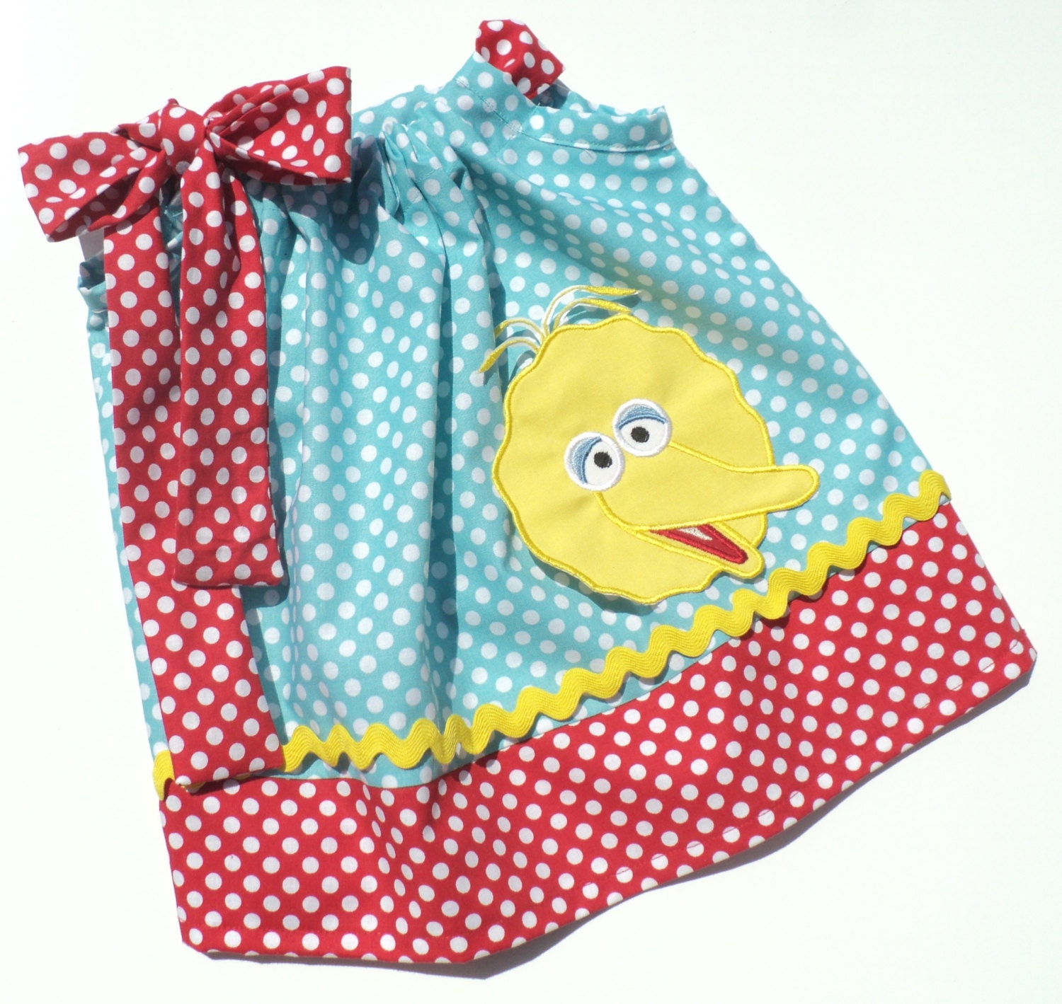 Custom Boutique Big Bird Inspired Pillowcase dress Only  Sizes 0-6mo, 6-12mo, 12-18mo, 18-24mo, 2t, 3t, 4t, 5/6