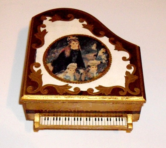 Vintage Enesco Imports Musical Jewelry Box Baby Grand Piano