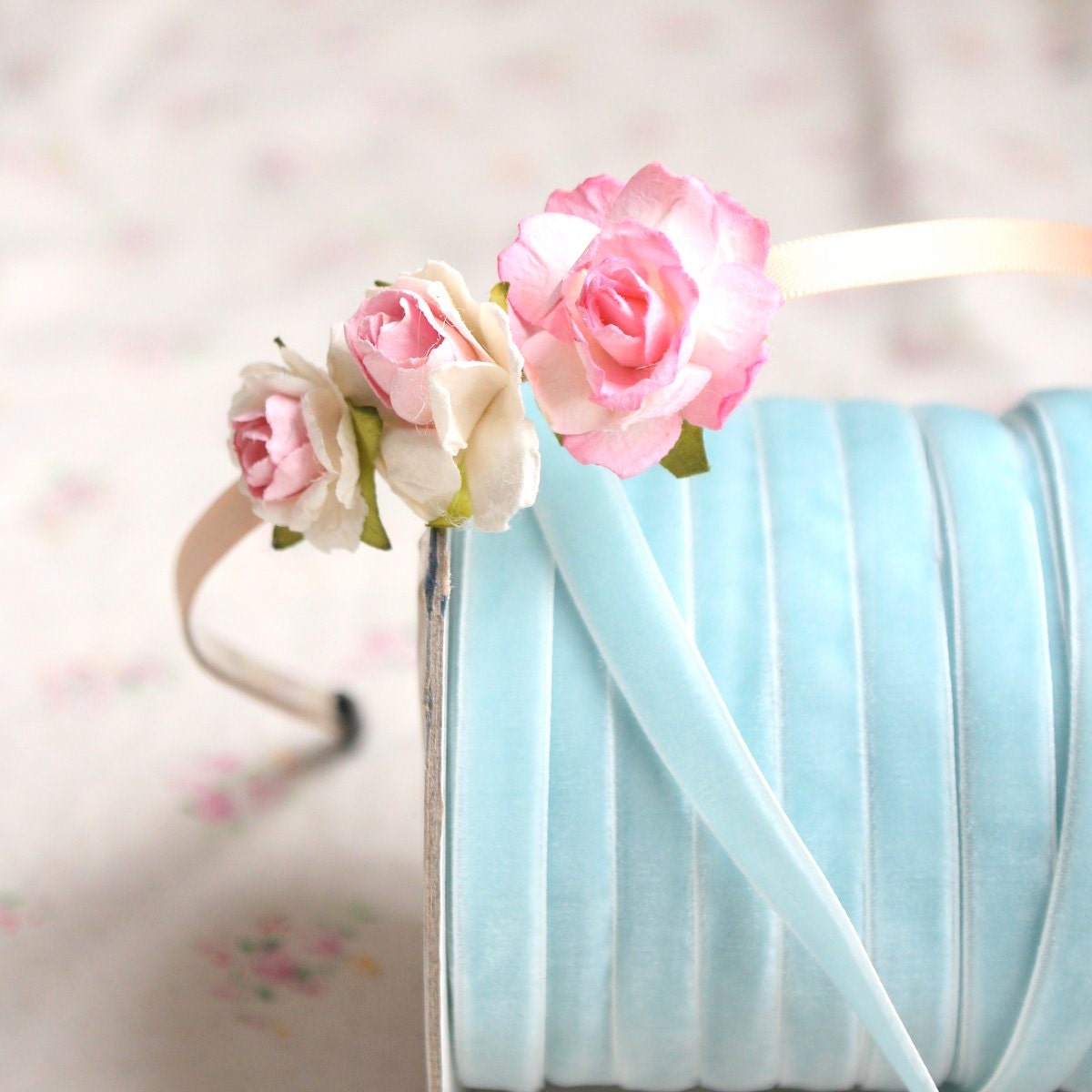 Three Rose Bridal Headband