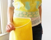 Spring Tulip reversible zippered dishcloth apron - Joel Dewberry fabric - women's full apron - teal, green, yellow