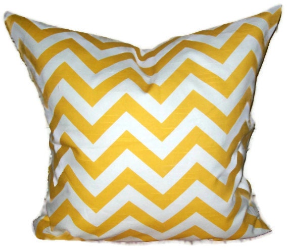 YELLOW CHEVRON Pillow.18x18 inch.Decorator Pillow Cover.Printed Fabric.ZigZag.Pillow