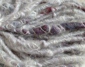 Grey Mist - Handspun Art Yarn - Grey, White, Plum & Blue - 47 yds.