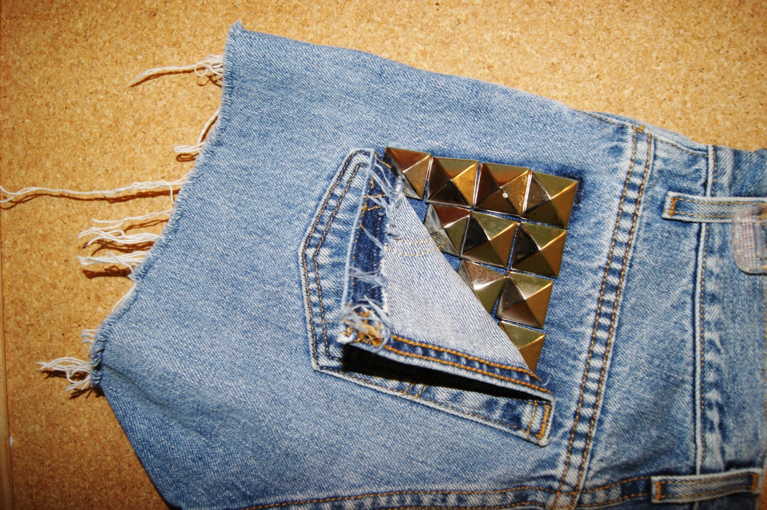 High Waisted Studded Shorts-Vintage-Size small-Levis-Distressed