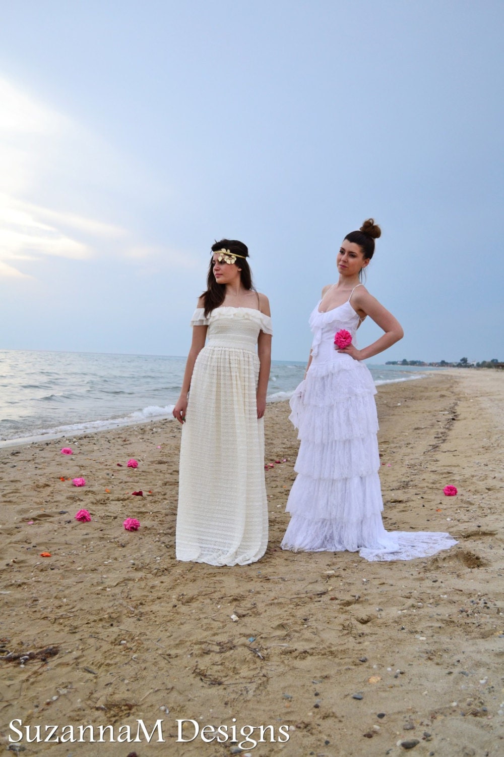 Ivory Lace Wedding Dress Vintage wedding Gown Grecial Maxi Wedding Dress Bohemian Ivory Gown - Handmade