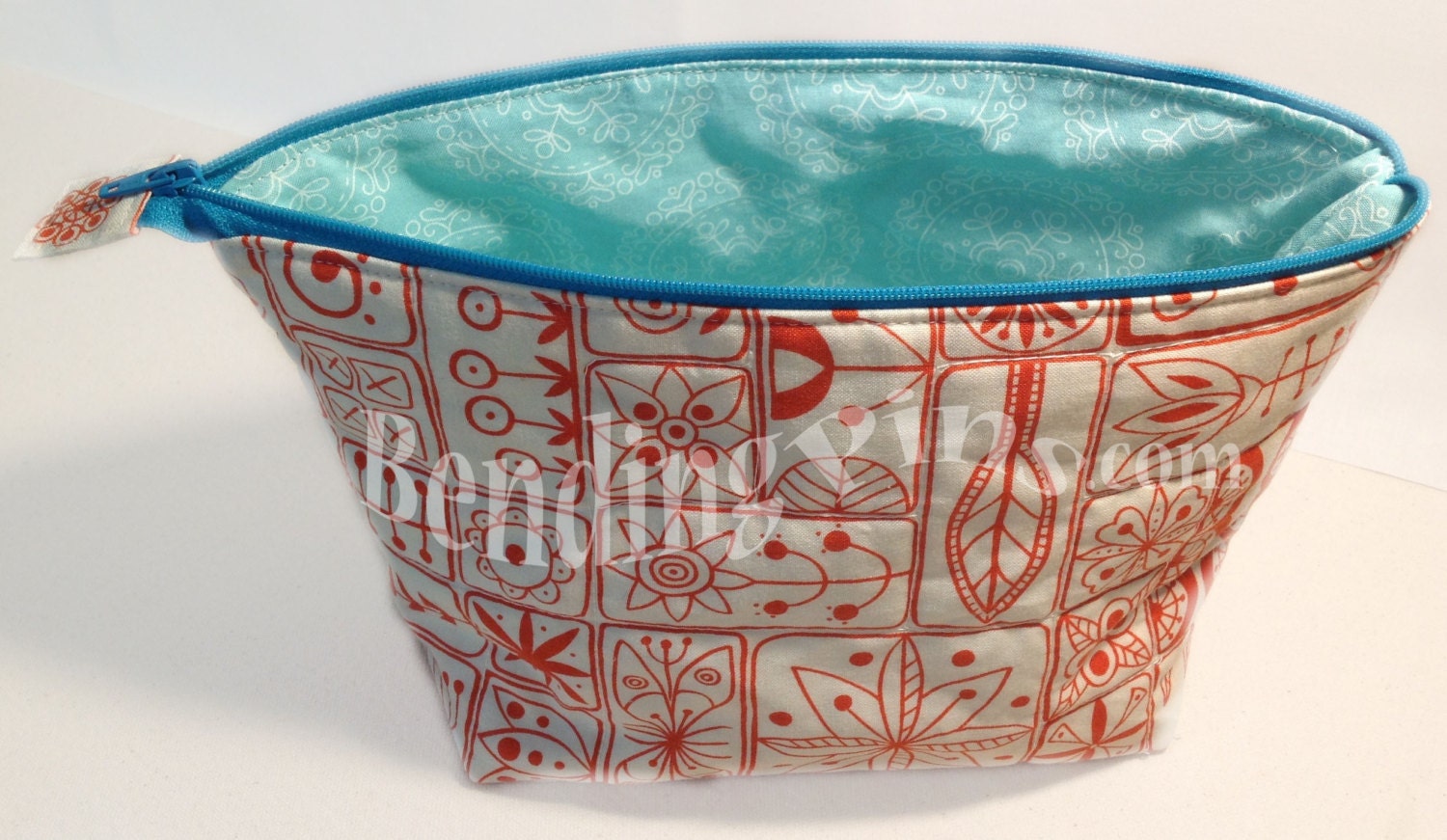 Quilted Open Wide Zippered Pouch