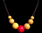 Yellow and Red Wood Neon Necklace