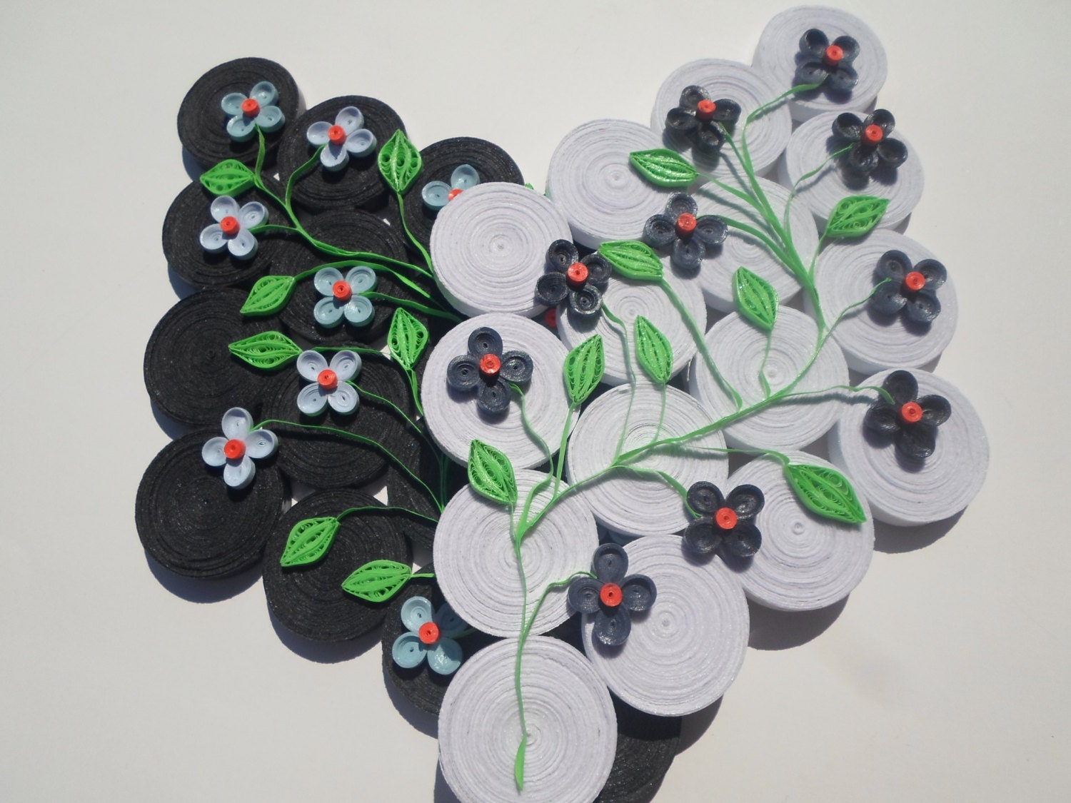 Modern wall hangings Set of two Paper wall art Quilled wall decor