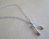 Wishbone Sterling Silver Necklace - Simple Everyday Jewelry - Wishbone Charm
