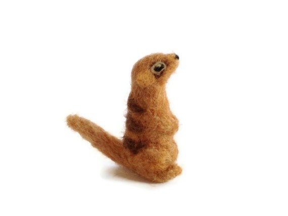 Miniature Meerkat Sculpture, Needle Felted Meerkat Totem Animal