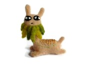 Felted Folk Fibre Sculpture, Woodland Embroidered Art Doll ('Tarquin the Llamacorn')