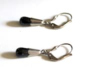Vintage German Hematite and Sterling Silver Earrings  30% OFF Price Adjusted Summer Sale
