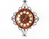 Black and Brown wall clock, Elegant Decorative Russian Jantaz soviet clock - russian clock in working order - elegant vintage home decor