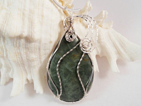 Canadian Jade Wire Wrapped Pendant, Handmade Jewelry
