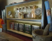 Spice Rack-Distressed Rustic Medium Free Standing Spice Rack Coal and Creamy Yellow