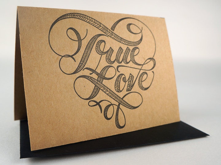 Card: "True Love" - Kraft/Black