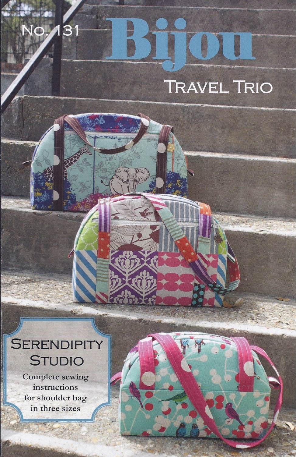BIJOU TRAVEL TRIO shoulder bag pattern (8 variations/4 lengths) pattern by Serendipity Studio sizes xxs-xxl