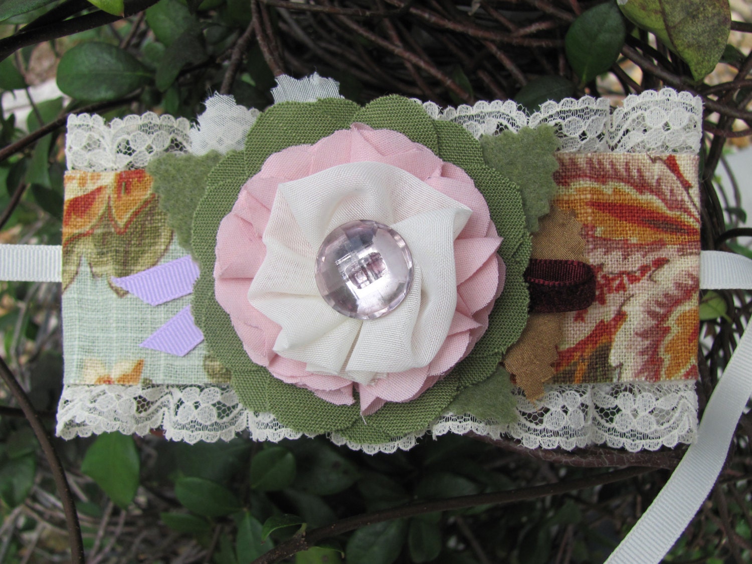 Gift for Mom, Fabric Flower Cuff Bracelet, Wrist Corsage, Bridesmaid gift, Woman/Teen gift, Handmade fabric accessory