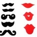 100 pcs Mustache Moustache Party Photo Booth Props Red Lips Staches Die Cuts Made to Order
