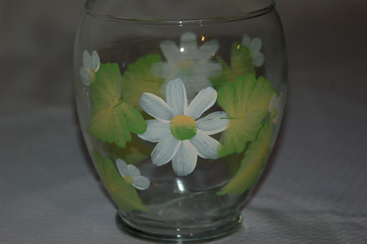 Daisies Hand Painted Glass Bowl