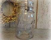 vintage mason jar / atlas e-z / clear quart / glass lid & wire bail / mid century farmhouse / EPSTeam