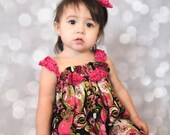 Girls Floral and pink cheetah print dress
