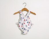 Vintage Baby Swimsuit Bathing Suit in Teddy Bear Graphics