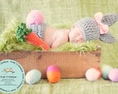PDF Pattern - Crochet Chunky Newborn Bunny Hat and Diaper Cover - Beginner pattern - Photography prop - Not a finished product