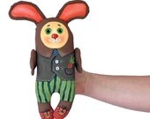 bunny rabbit painted art doll - soft sculpture