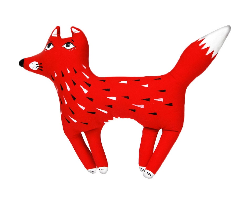fox, a painted folk art doll - soft sculpture