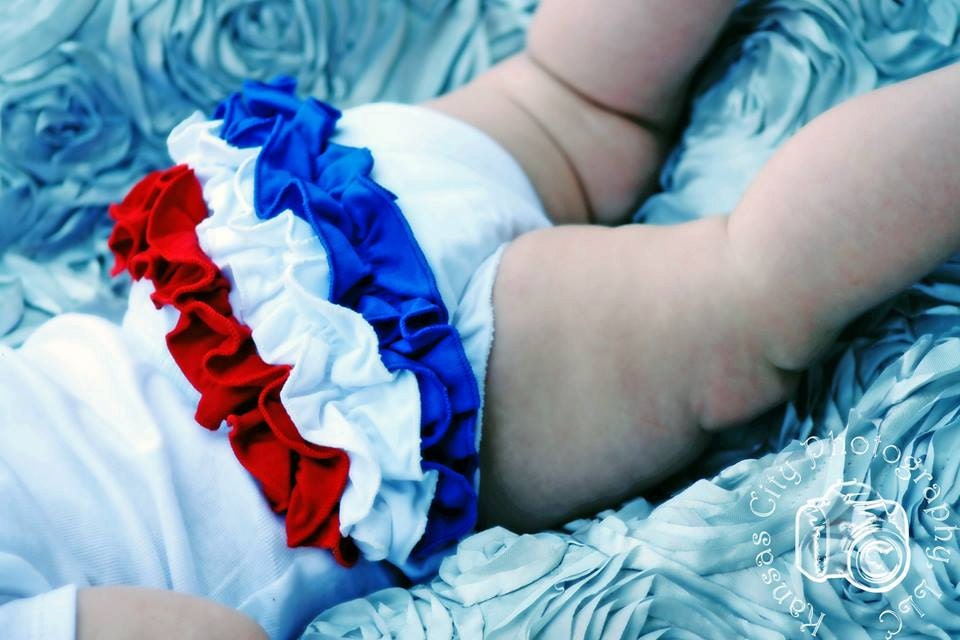 LAST PAIR- Red, White and Blue ruffled diaper cover bloomer- cotton- 4th of July, July 4th, Fourth of July- baby girls