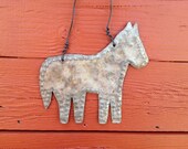 Punched Tin Horse Wall Hanging Equestrian Reclaimed Tin Children Decor Folk Art