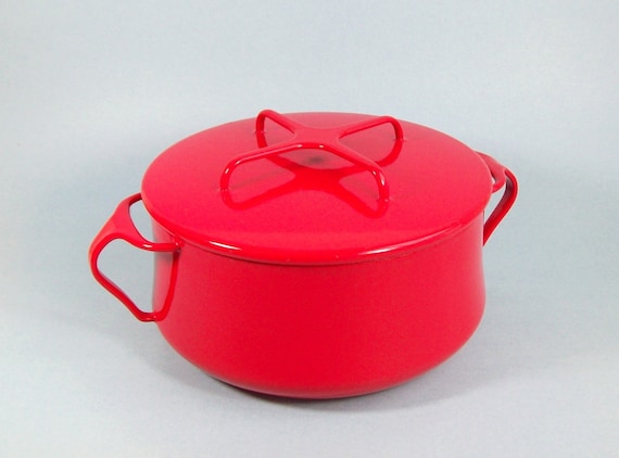 Vintage Dansk Kobenstyle Red Casserole Dutch Oven Pot - 2 Qt - Iconic Jens Quistgaard Design - Mid Century Danish Modern