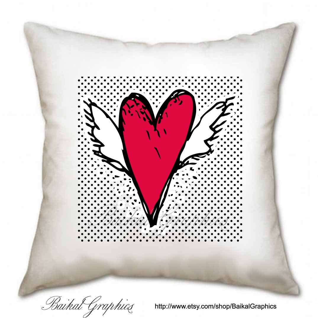 Valentine's Hearts Digital Collage Sheet  Large Transfer square Image red heart with wings Printable 166