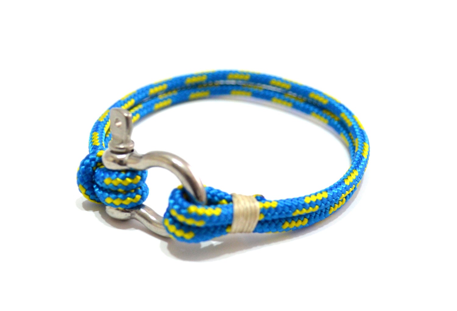 Nautical Sailing Bracelet  Stainless steel  Shackle - Paracord Bracelet - Rope Bracelet - BLUE5