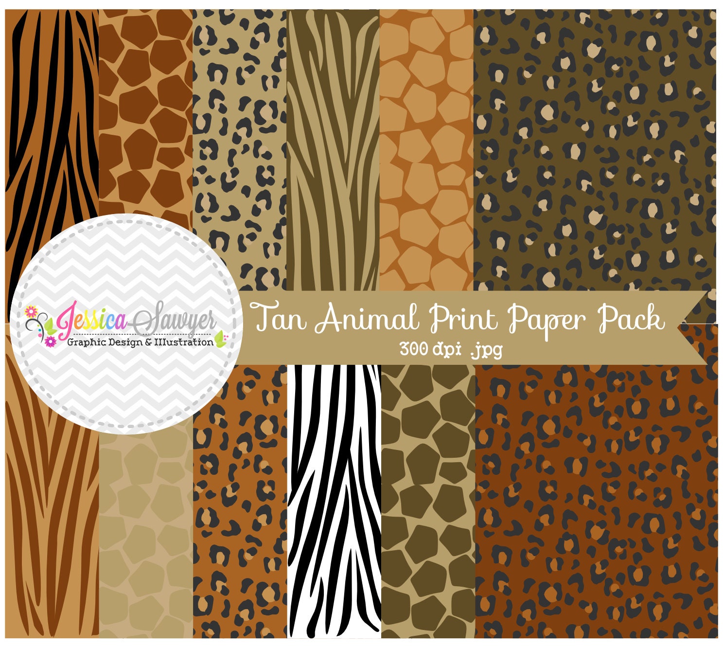 INSTANT DOWNLOAD Natural animal print digital paper, zebra paper pack, leopard background, classic leopard papers for commercial use Il_570xn