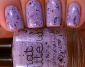 Spring Bling - lavender creme base with holo purple, black and white shred nail polish