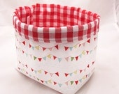 Small Fabric Basket  Bin  Storage and Organization - reversible