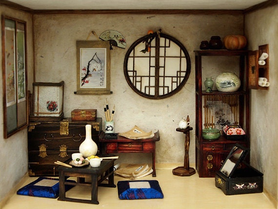 The orient traditional room (No.1)- asian old things, antiques -Dollhouse Miniatures 1:12
