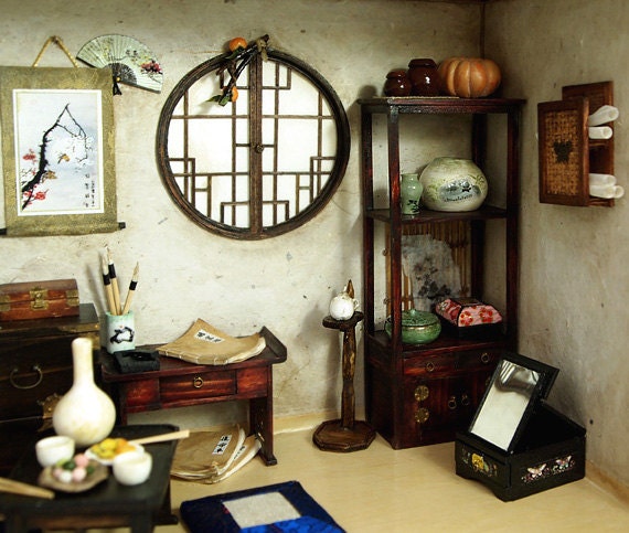 The orient traditional room (No.1)- asian old things, antiques -Dollhouse Miniatures 1:12
