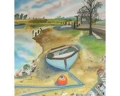 Woodbrige Boat Picture, Original Watercolour Seaside Painting