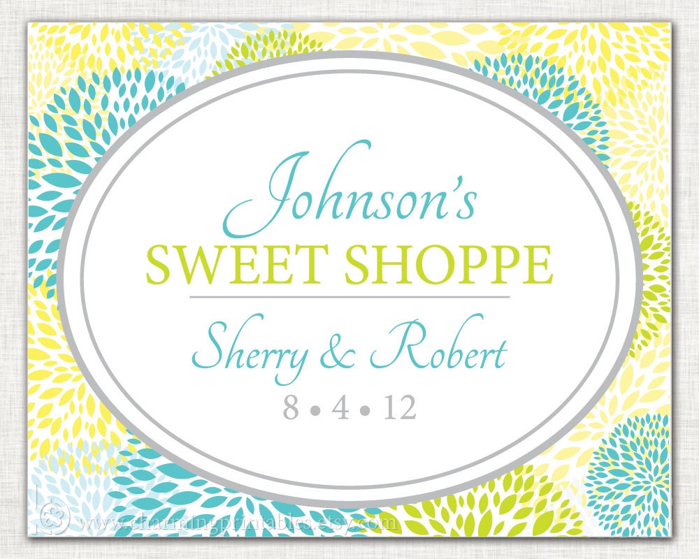 Custom Sign - Floral - Custom Colors - PRINTABLE Buffet, Guestbook, Gift Table Sign - Floral Collection