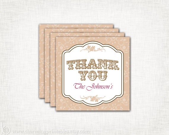 Thank You Tags - Custom Colors - PRINTABLE - Vintage Style Favor Tags - Vintage Lace Collection Il_570xn